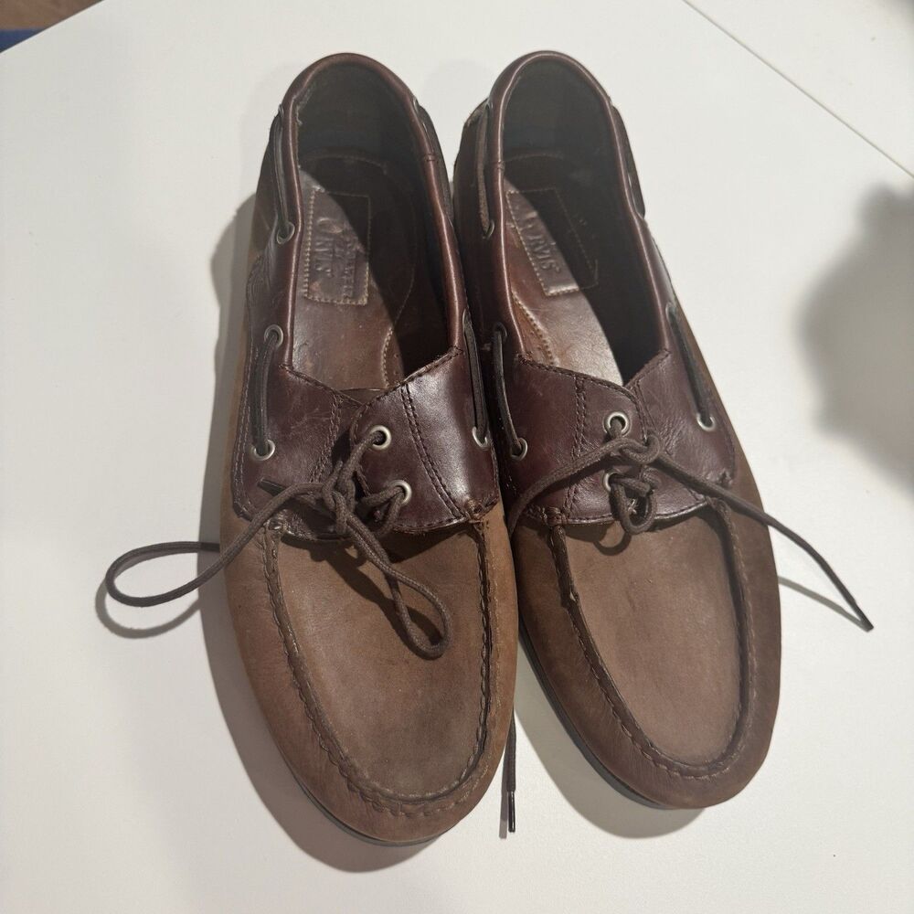 Mens Orvis Waxed Brown Boat Shoes Size 13M Vintage